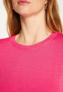 Montagut Les Incontournables-Pull col rond laine mérinos - Asena 91-Fuchsia