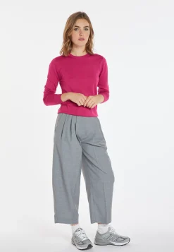 Montagut Les Incontournables-Pull col rond laine mérinos - Asena 26-Rose foncé