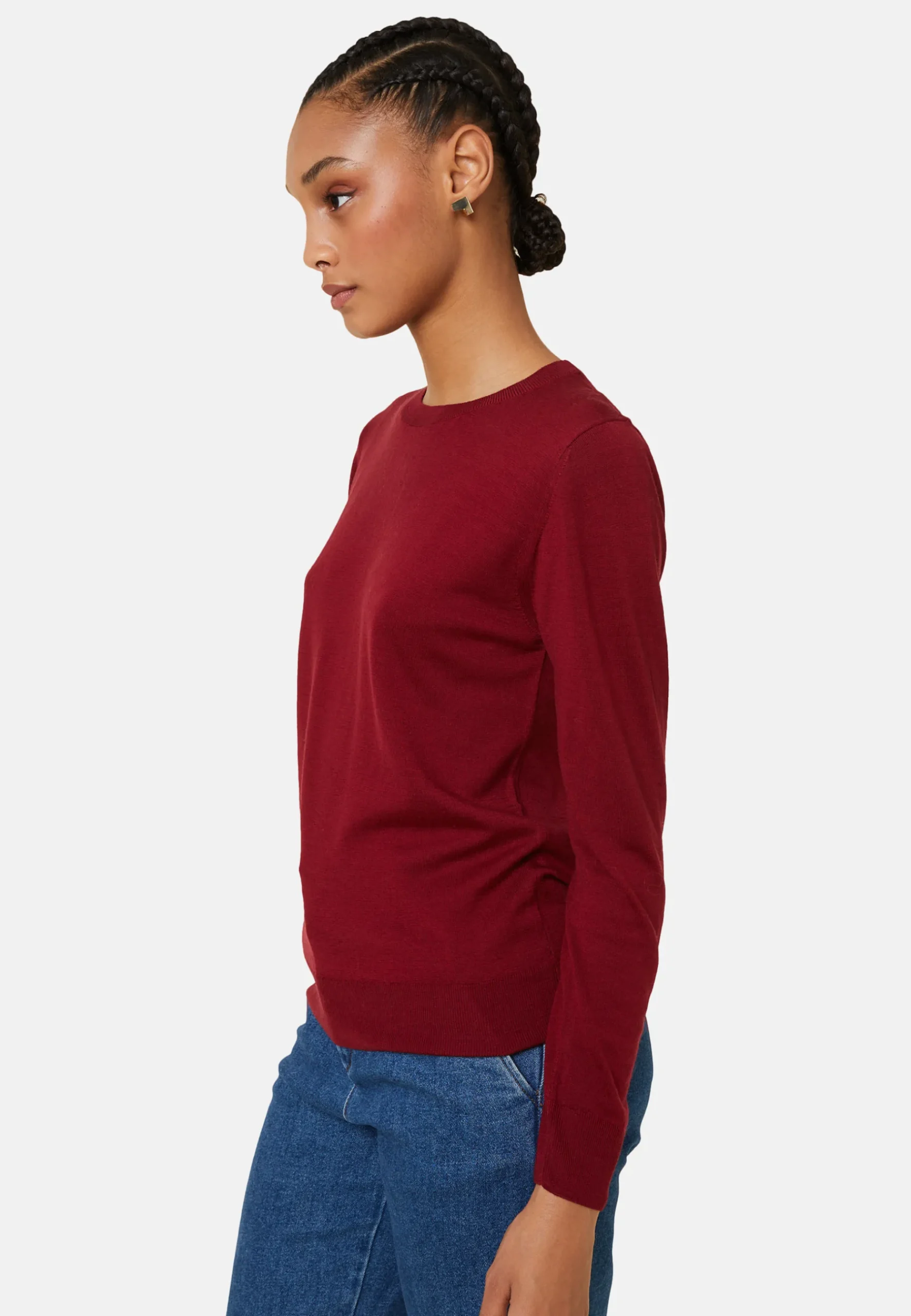 Montagut Les Incontournables-Pull col rond laine mérinos - Asena 51-Bordeaux