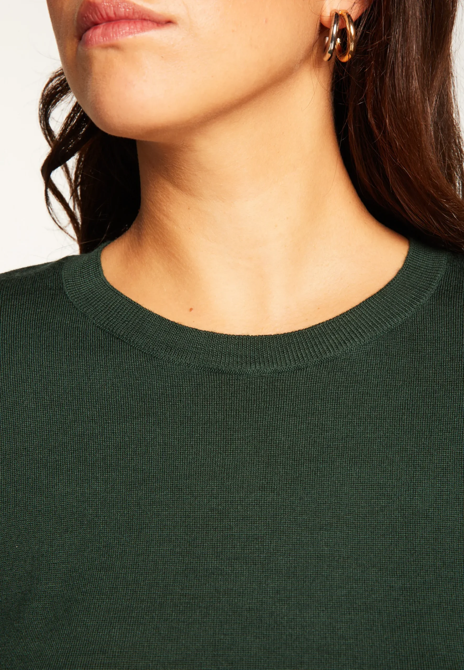 Montagut Les Incontournables-Pull col rond laine mérinos - Asena 21-Vert foncé