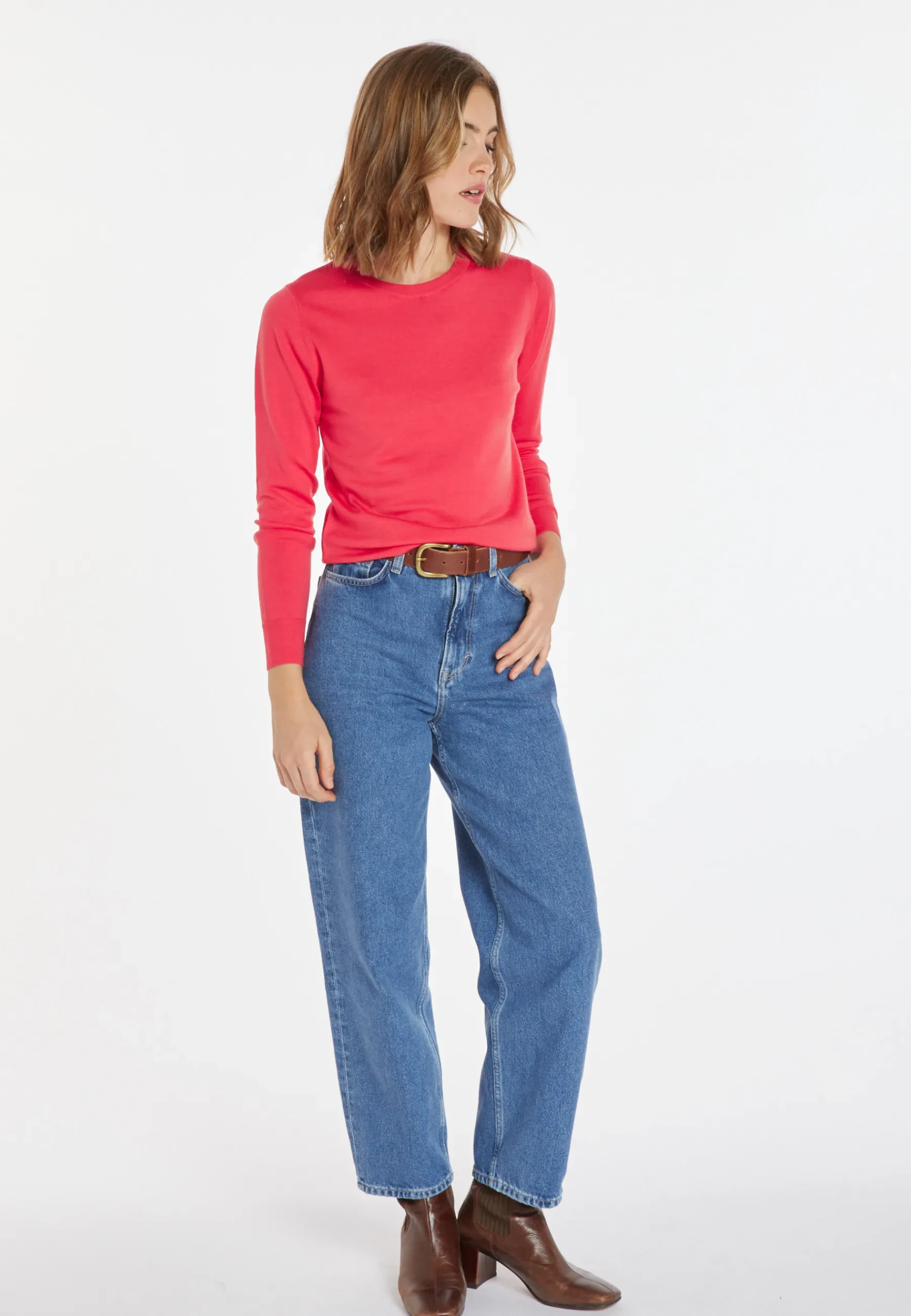 Montagut Les Incontournables-Pull col rond laine mérinos - Asena 52-Rouge