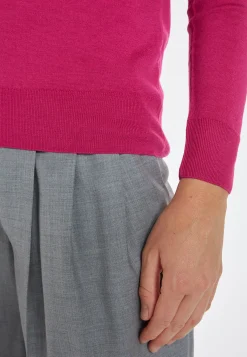 Montagut Les Incontournables-Pull col rond laine mérinos - Asena 26-Rose foncé