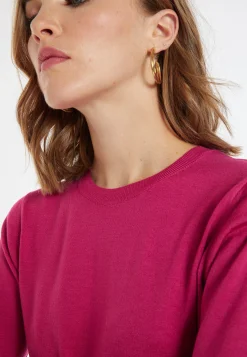 Montagut Les Incontournables-Pull col rond laine mérinos - Asena 26-Rose foncé