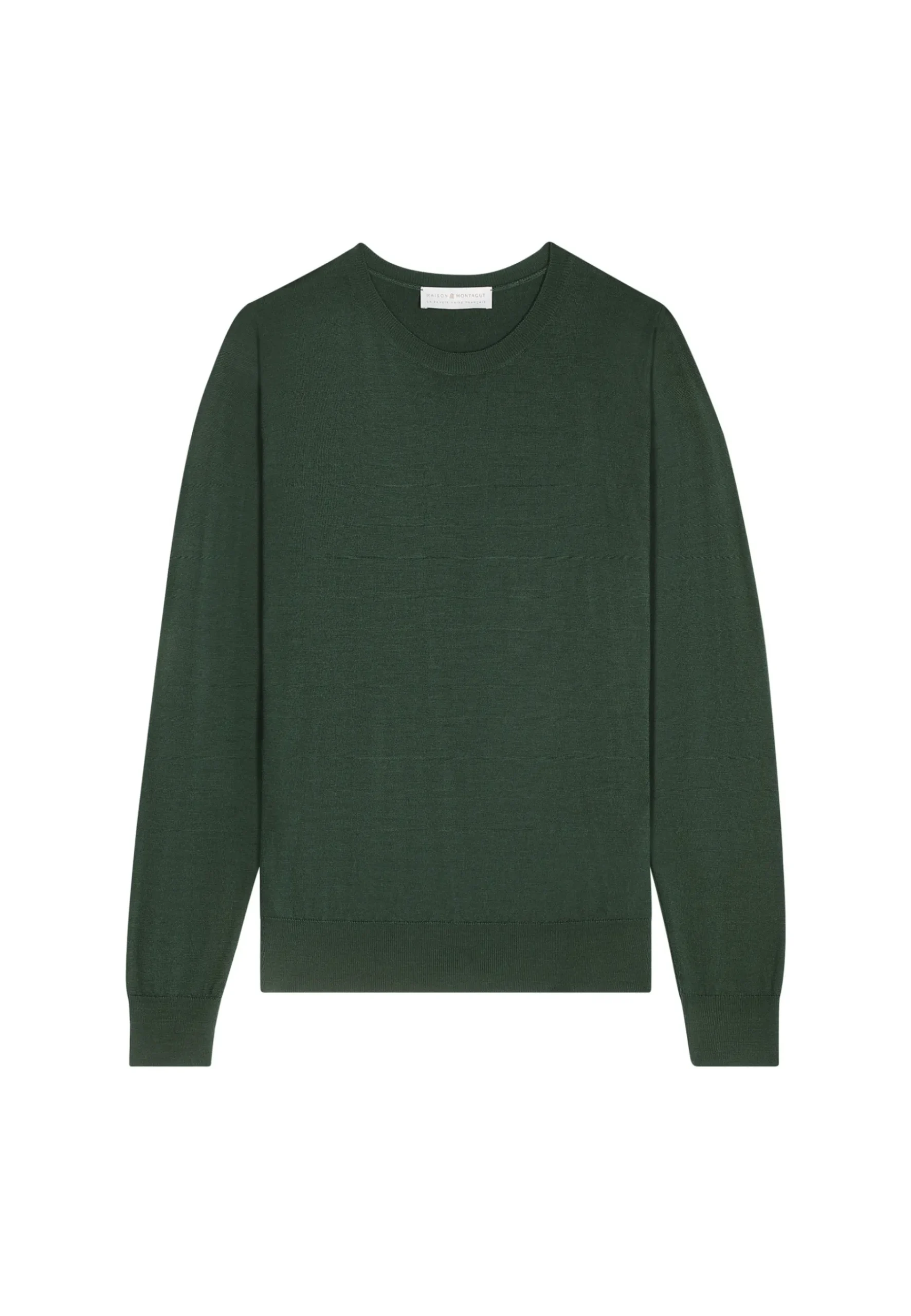 Montagut Les Incontournables-Pull col rond laine mérinos - Asena 21-Vert foncé