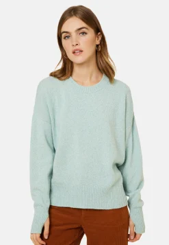 Montagut Pulls-Pull col rond manches mitaines en laine et cachemire - Gemma 94-Vert amande