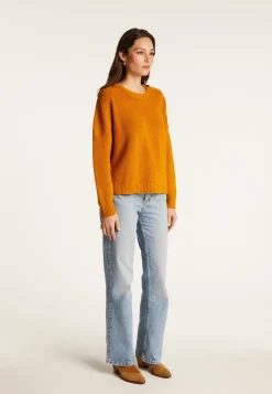 Montagut Pulls-Pull col rond épaule boutonnée en laine mérinos - Gao 89-Moutarde
