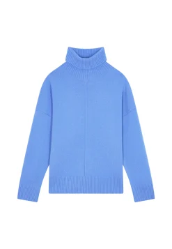 Montagut Les Incontournables-Pull col roulé à fentes en cachemire 4 fils - Adena 06-Bleu moyen