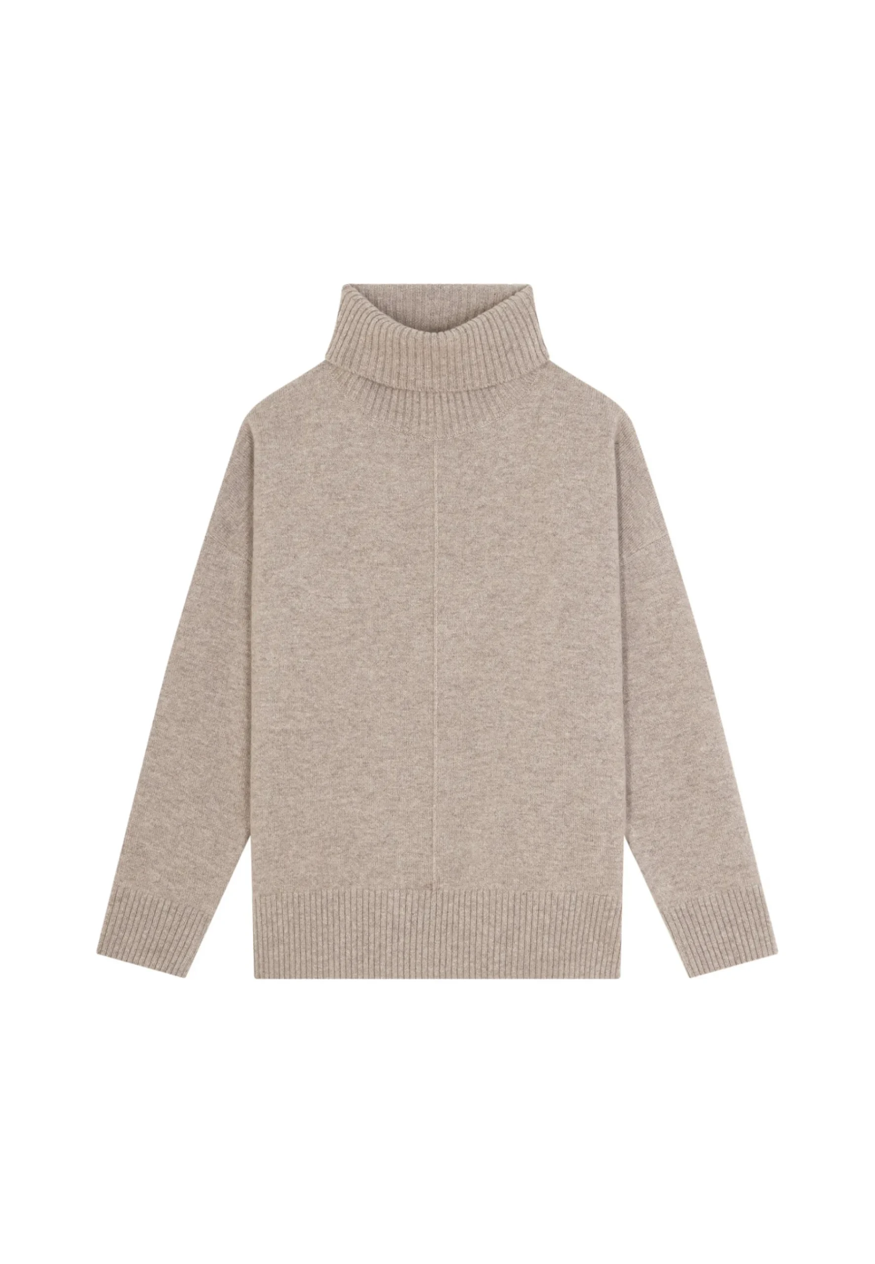Montagut Les Incontournables-Pull col roulé à fentes en cachemire 4 fils - Adena 14-Beige foncé
