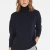 Montagut Les Incontournables-Pull col roulé à fentes laine mérinos - Amy 05-Bleu marine
