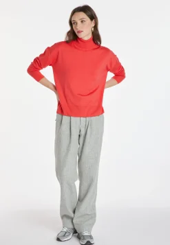 Montagut Les Incontournables-Pull col roulé à fentes laine mérinos - Amy 52-Rouge