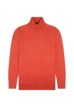 Montagut Les Incontournables-Pull col roulé à fentes laine mérinos - Amy 15-Orange