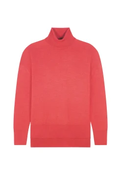 Montagut Les Incontournables-Pull col roulé à fentes laine mérinos - Amy 52-Rouge