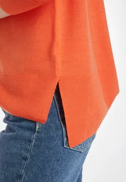 Montagut Les Incontournables-Pull col roulé à fentes laine mérinos - Amy 15-Orange