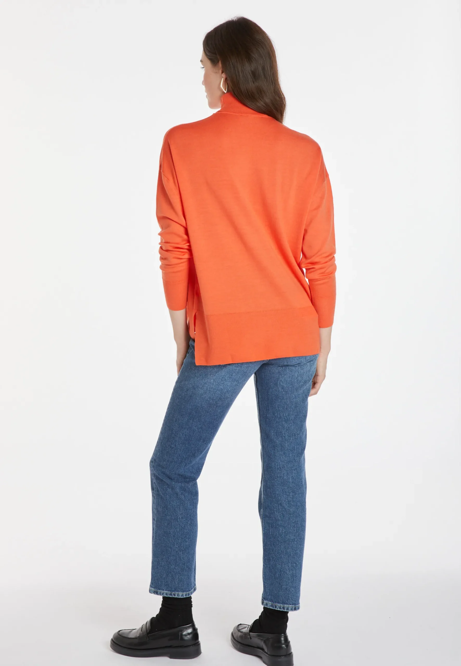 Montagut Les Incontournables-Pull col roulé à fentes laine mérinos - Amy 15-Orange