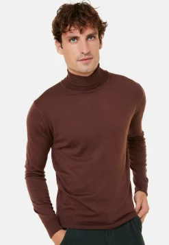 Montagut Pulls-Pull col roulé avec logo en laine mérinos - Enzo 47Marron foncé