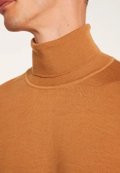 Montagut Pulls-Pull col roulé avec logo en laine mérinos - Enzo 88-Camel