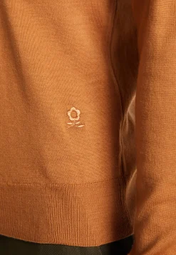 Montagut Pulls-Pull col roulé avec logo en laine mérinos - Enzo 88-Camel