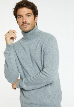 Montagut Pulls-Pull col roulé en cachemire - Eduardo 09-Gris moyen
