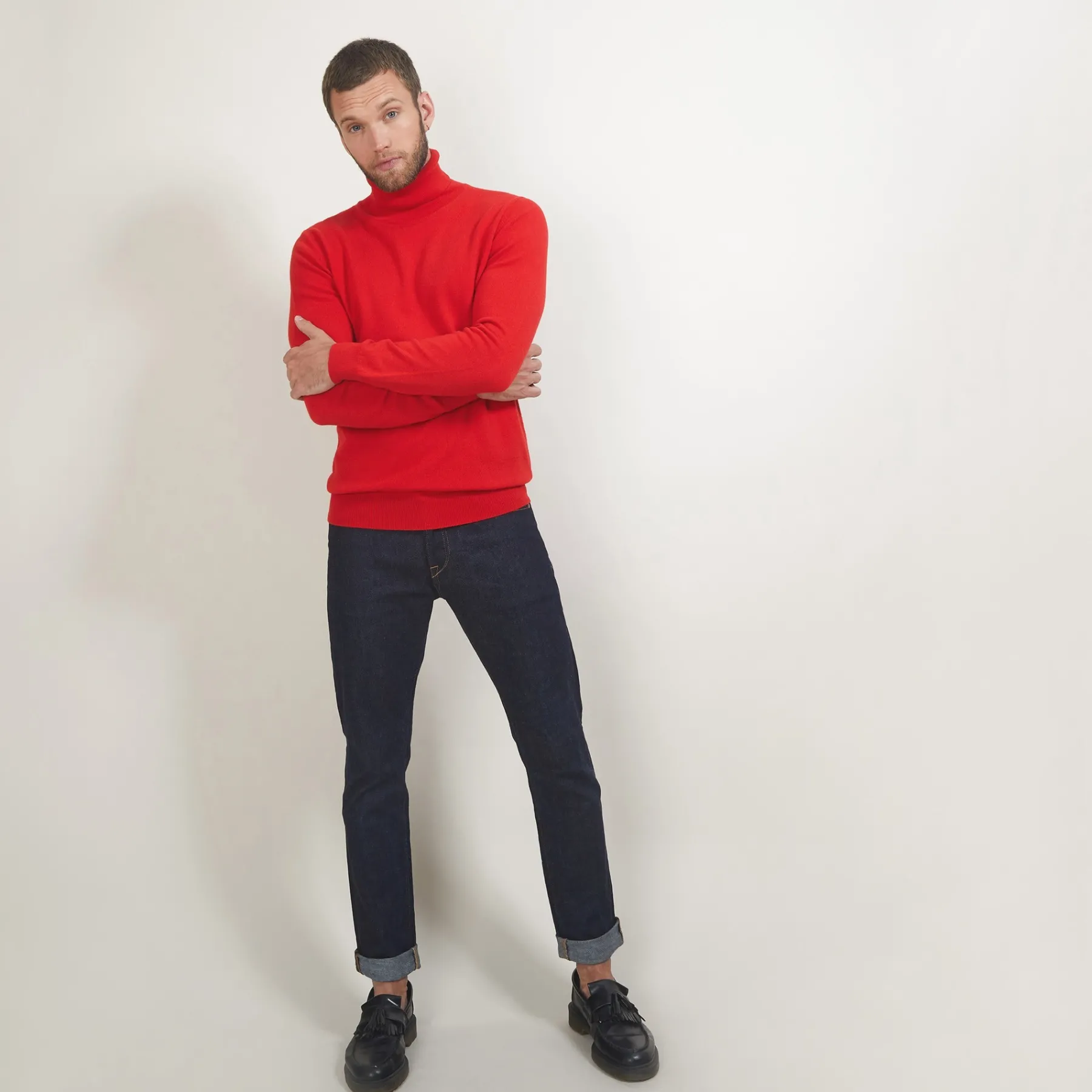 Montagut Pulls-Pull col roulé en cachemire - Bruno 52-Rouge