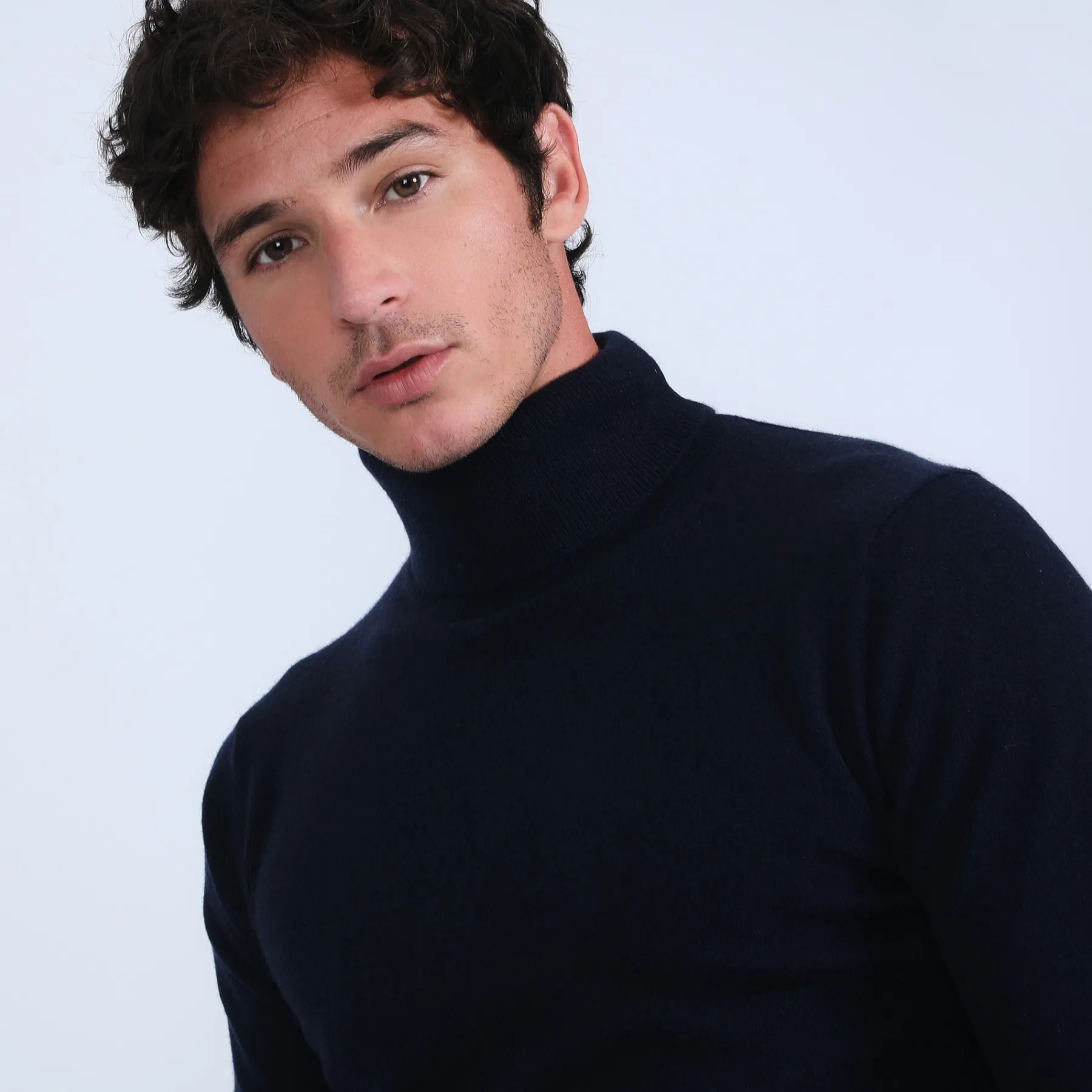Montagut Pulls-Pull col roulé en cachemire - Bruno 05-Bleu marine