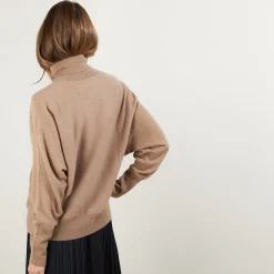 Montagut Les Incontournables-Pull col roulé en cachemire - Bob 46-Marron clair