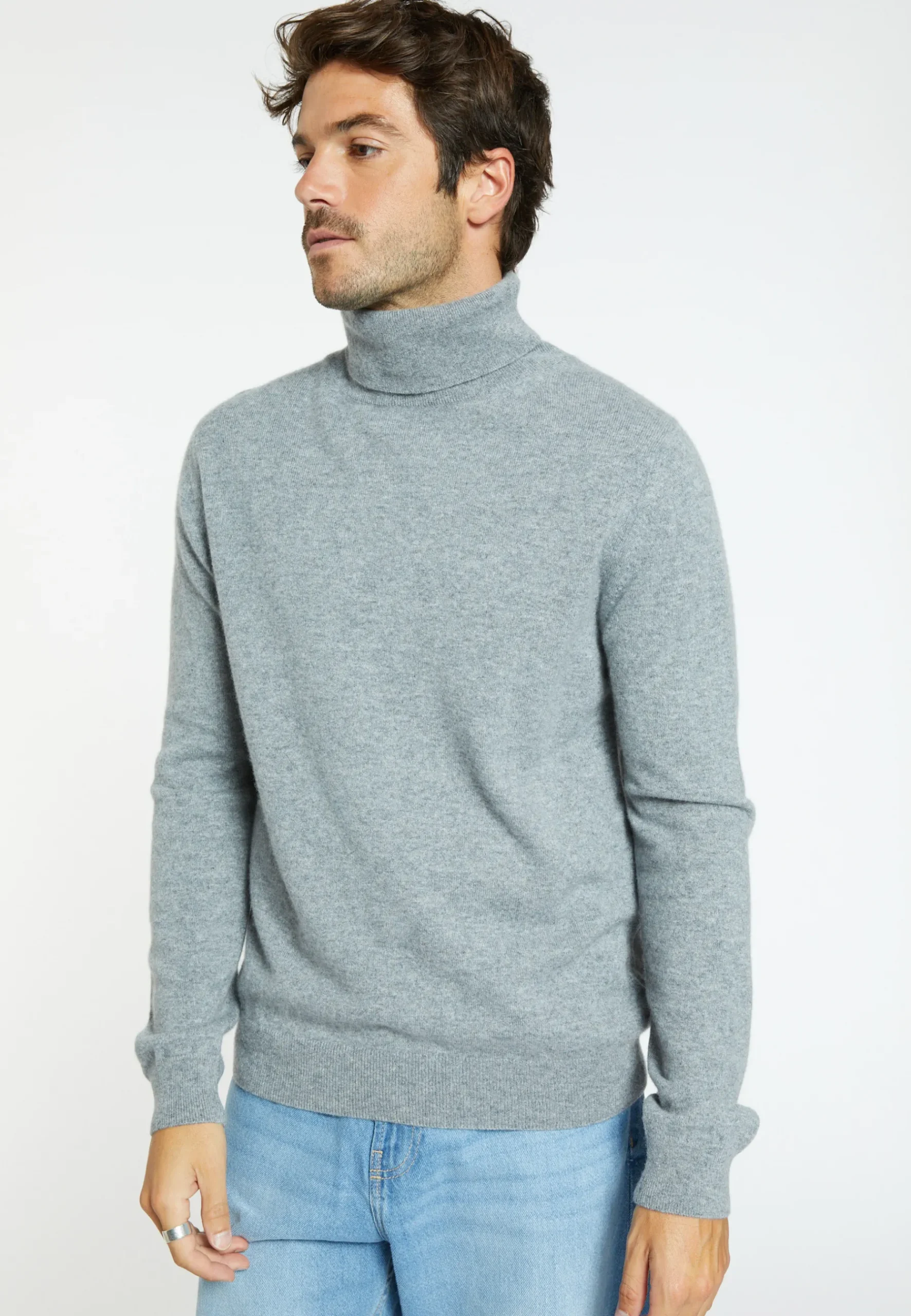 Montagut Pulls-Pull col roulé en cachemire - Eduardo 09-Gris moyen