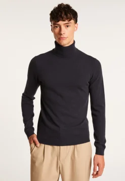 Montagut Pulls-Pull col roulé en cachemire - Bruno 05-Bleu marine