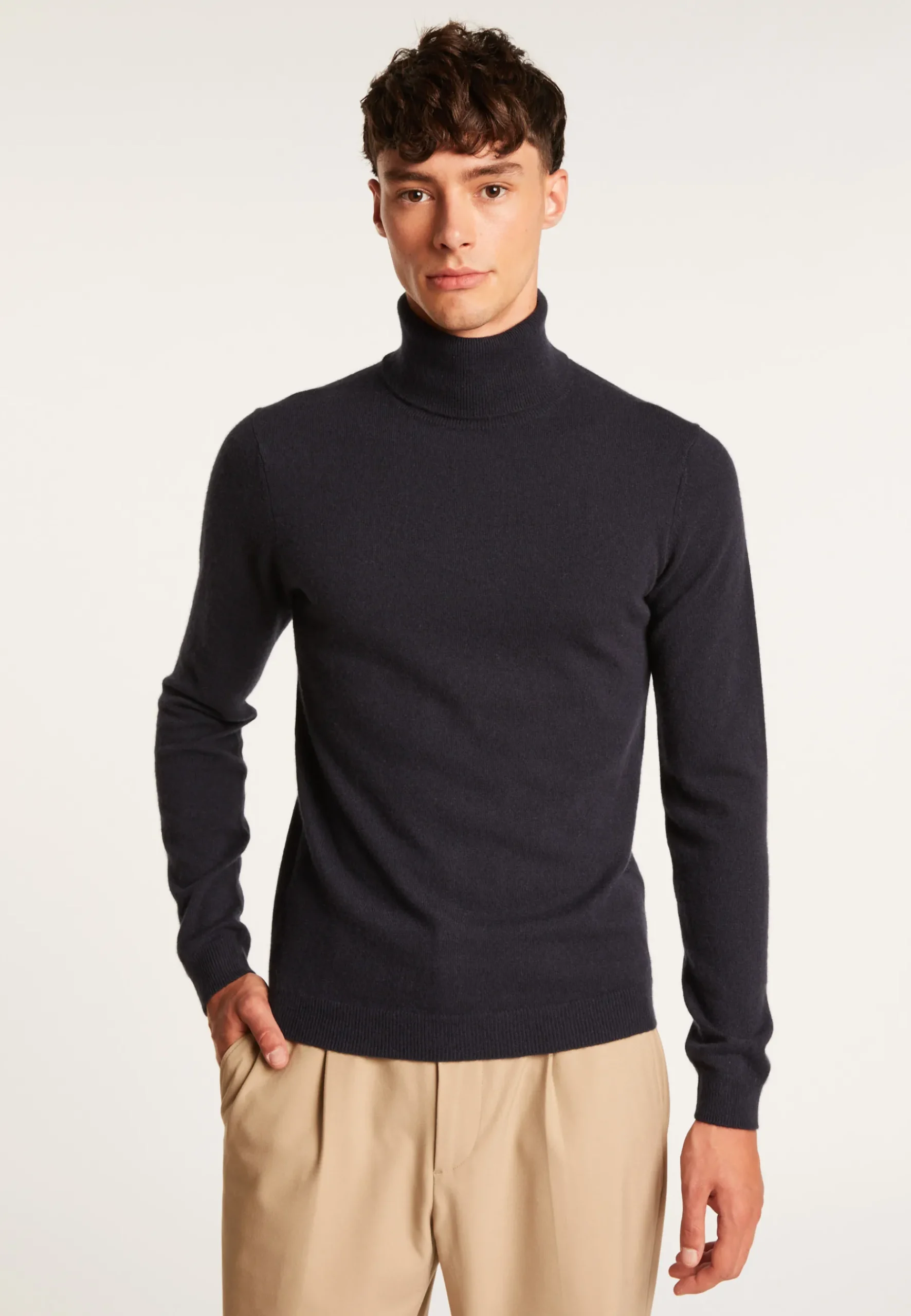 Montagut Pulls-Pull col roulé en cachemire - Bruno 05-Bleu marine