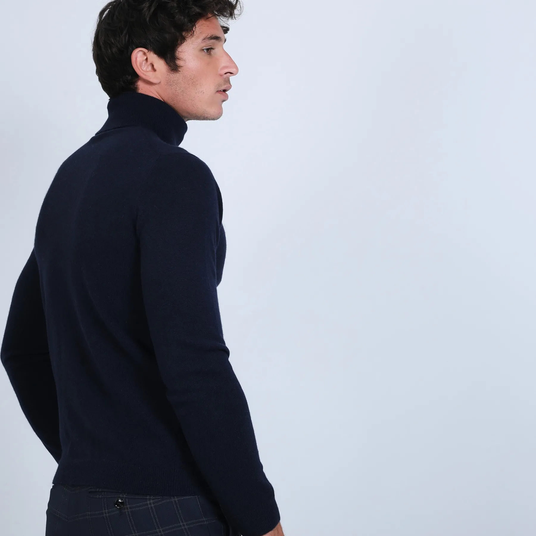 Montagut Pulls-Pull col roulé en cachemire - Bruno 05-Bleu marine