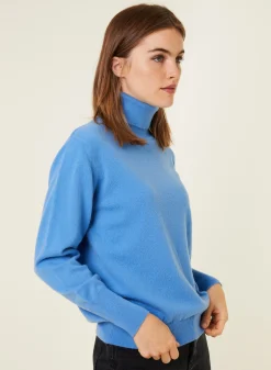 Montagut Les Incontournables-Pull col roulé en cachemire - Anabelle 06-Bleu moyen