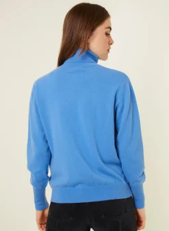 Montagut Les Incontournables-Pull col roulé en cachemire - Anabelle 06-Bleu moyen