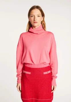 Montagut Les Incontournables-Pull col roulé en laine mérinos - Alisa 91-Fuchsia