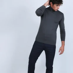 Montagut Pulls-Pull col roulé en laine mérinos - Enzo 10-Gris foncé