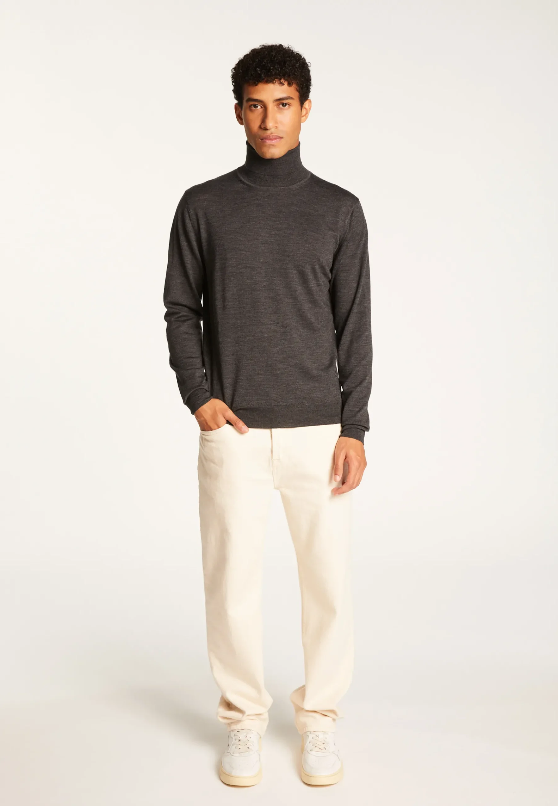 Montagut Pulls-Pull col roulé en laine mérinos - Enzo 10-Gris foncé