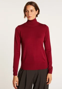 Montagut Pulls-Pull col roulé en laine mérinos - Elisaa 20-Rouge foncé