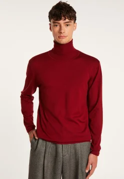 Montagut Pulls-Pull col roulé en laine mérinos - Enzo 51-Bordeaux