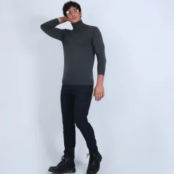 Montagut Pulls-Pull col roulé en laine mérinos - Enzo 10-Gris foncé