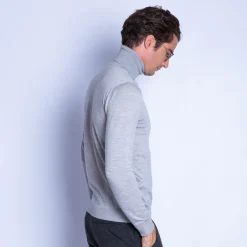Montagut Pulls-Pull col roulé en laine mérinos - Enzo 11-Gris clair