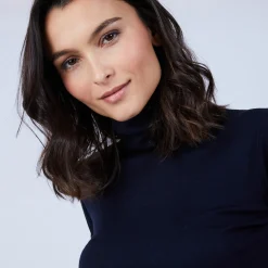 Montagut Les Incontournables-Pull col roulé en laine mérinos - Beha 05-Bleu marine