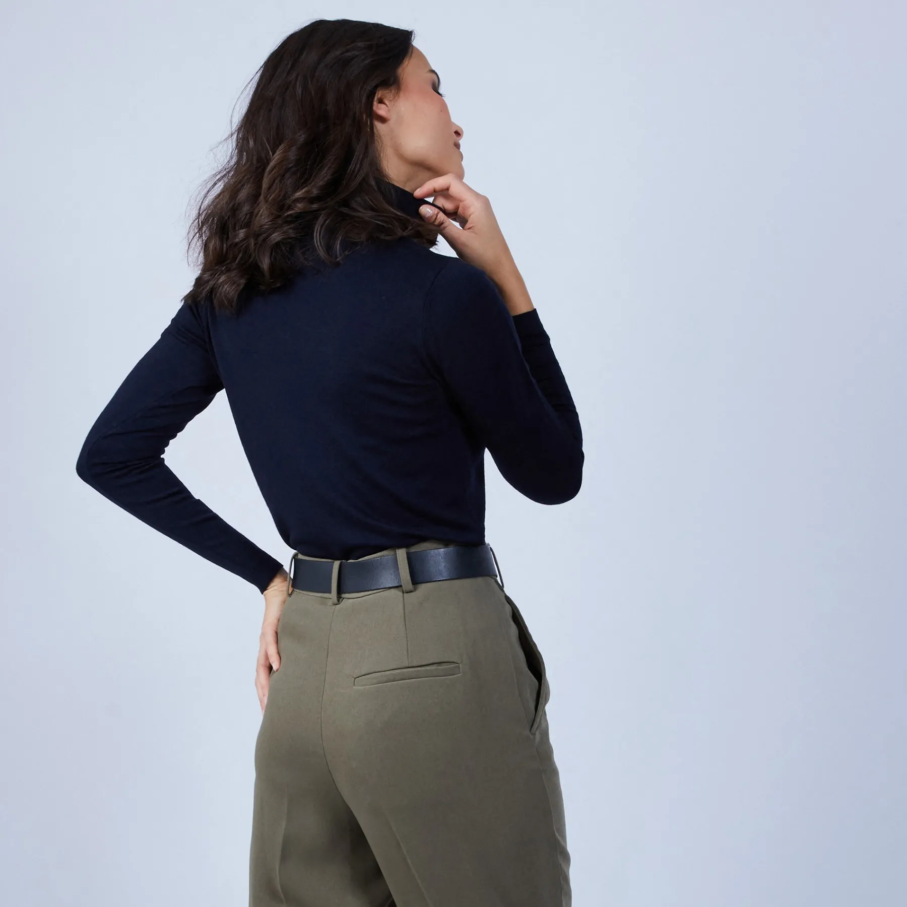Montagut Les Incontournables-Pull col roulé en laine mérinos - Beha 05-Bleu marine