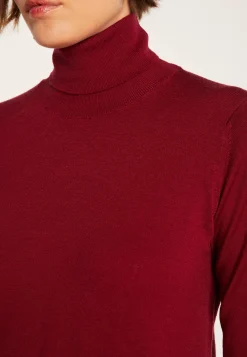 Montagut Pulls-Pull col roulé en laine mérinos - Elisaa 20-Rouge foncé
