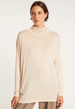 Montagut Pulls-Pull col roulé oversize en fibre de bambou cachemire - Heva 82-Ecru
