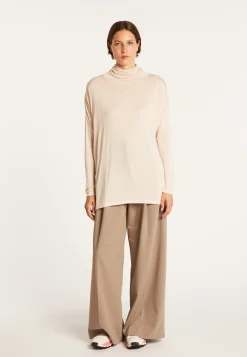 Montagut Pulls-Pull col roulé oversize en fibre de bambou cachemire - Heva 82-Ecru