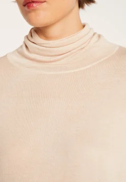 Montagut Pulls-Pull col roulé oversize en fibre de bambou cachemire - Heva 82-Ecru