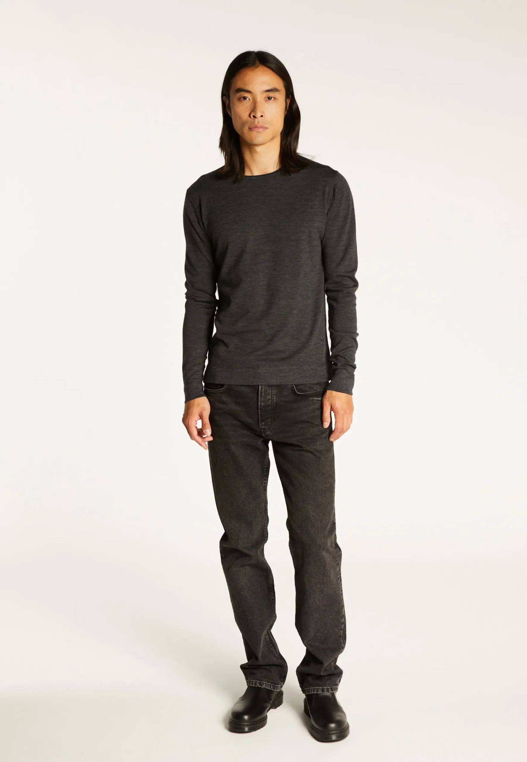 Montagut Pulls-Pull col roulotté laine mérinos - Rythme 78-Gris anthracite