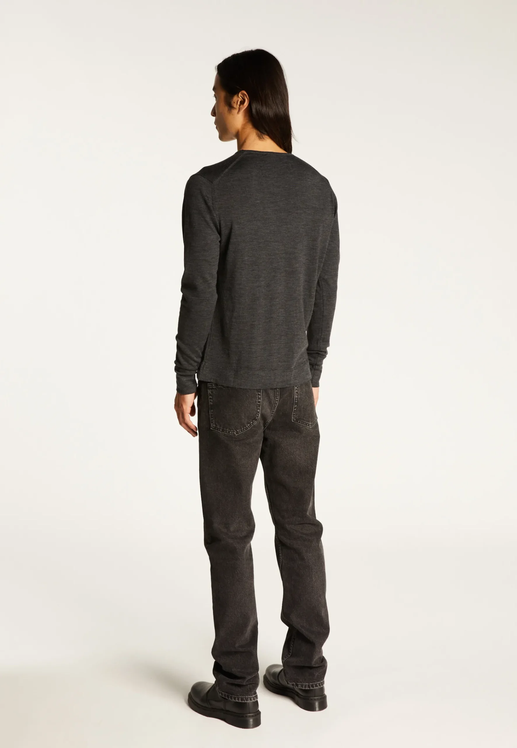 Montagut Pulls-Pull col roulotté laine mérinos - Rythme 78-Gris anthracite