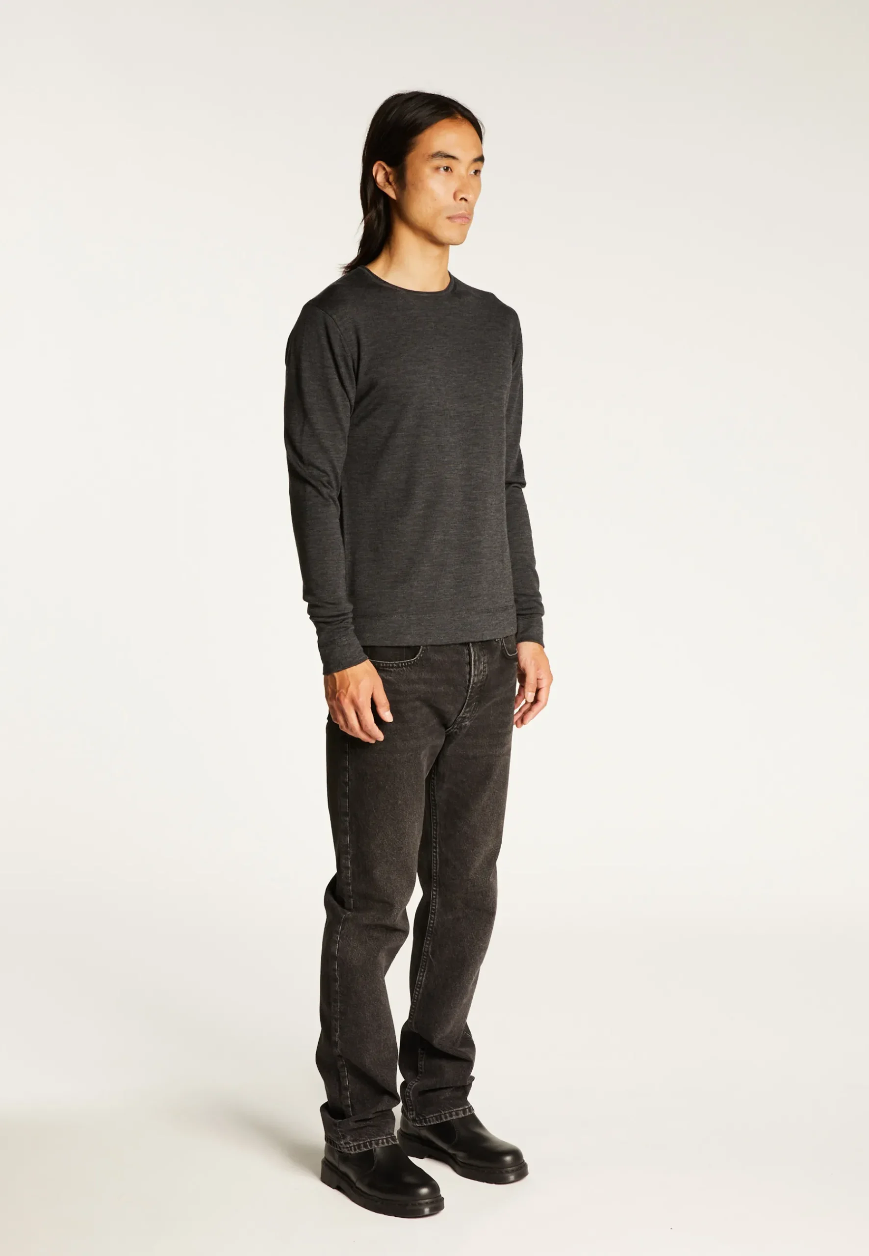 Montagut Pulls-Pull col roulotté laine mérinos - Rythme 78-Gris anthracite