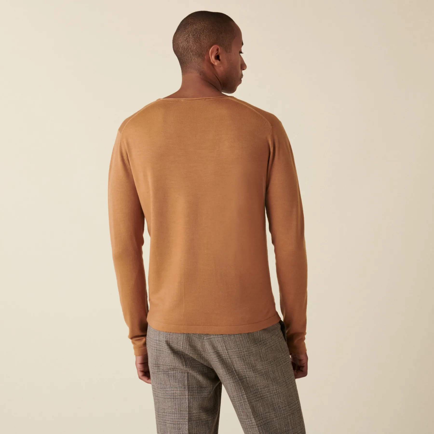Montagut Pulls-Pull col tunisien avec logo en laine mérinos - Etan 88-Camel