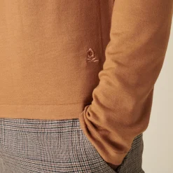 Montagut Pulls-Pull col tunisien avec logo en laine mérinos - Etan 88-Camel