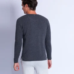 Montagut Pulls-Pull col tunisien en cachemire - Olivier 09-Gris moyen